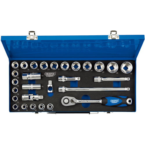 Draper Tools 1/2 Sq. Dr. Metric Socket Set in Metal Case (28 Piece) DRA16473