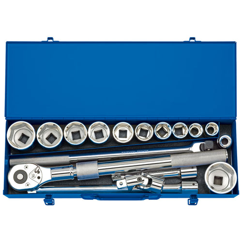 Draper Tools 3/4 Sq. Dr. Metric Socket Set in Metal Case (17 piece) DRA16486