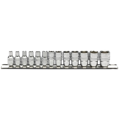 Draper Tools 1/4 Sq. Dr. Metric Socket Set on Metal Rail (13 Piece) DRA16487