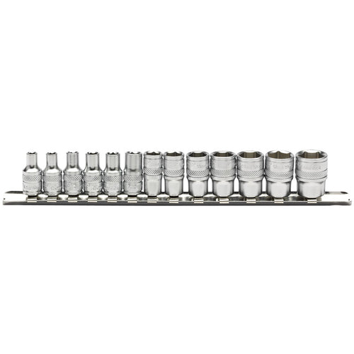 Draper Tools 1/4 Sq. Dr. Metric Socket Set on Metal Rail (13 Piece) DRA16487