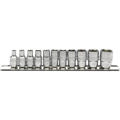 Draper Tools 1/4 Sq. Dr. Imperial Sockets on Metal Rail (11 piece) DRA16488
