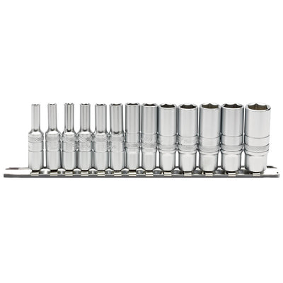 Draper Tools 1/4 Sq. Dr. Deep Metric Sockets on Metal Rail (13 piece) DRA16490
