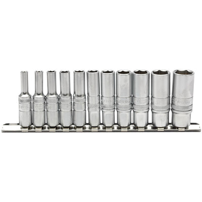 Draper Tools 1/4 Sq. Dr. Imperial Deep Sockets on Metal Rail (11 piece) DRA16491