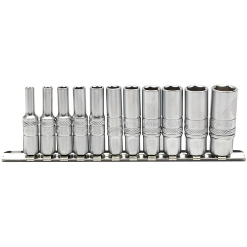 Draper Tools 1/4 Sq. Dr. Imperial Deep Sockets on Metal Rail (11 piece) DRA16491