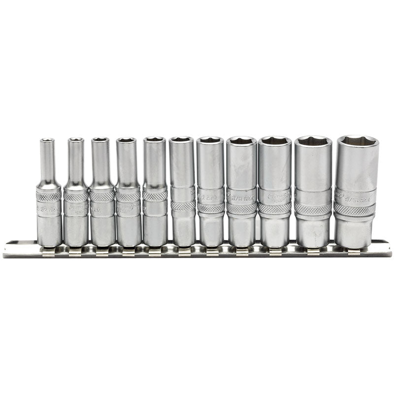 Draper Tools 1/4 Sq. Dr. Imperial Deep Sockets on Metal Rail (11 piece) DRA16491