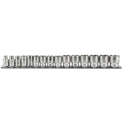 Draper Tools 3/8 Sq. Dr. Metric Socket Set on Metal Rail (15 Piece) DRA16492