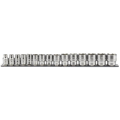Draper Tools 3/8 Sq. Dr. Metric Socket Set on Metal Rail (15 Piece) DRA16492