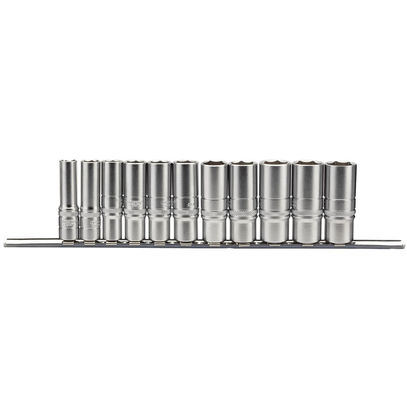 Draper Tools 3/8 Sq. Dr. Imperial Deep Socket Set on Metal Rail (11 Piece) DRA16495