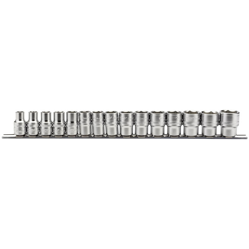 Draper Tools 1/2 Sq. Dr. Metric Sockets on Metal Rail (15 Piece) DRA16496