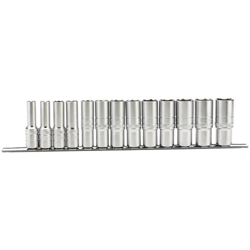 Draper Tools 1/2 Sq. Dr. Imperial Deep Sockets on a Metal Rail (13 Piece) DRA16500