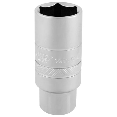 Draper Tools 3/8 Square Drive 14mm Thread 6 Point Satin Chrome Spark Plug Socket (21mm Socket) DRA16777