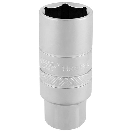 Draper Tools 3/8 Square Drive 14mm Thread 6 Point Satin Chrome Spark Plug Socket (21mm Socket) DRA16777