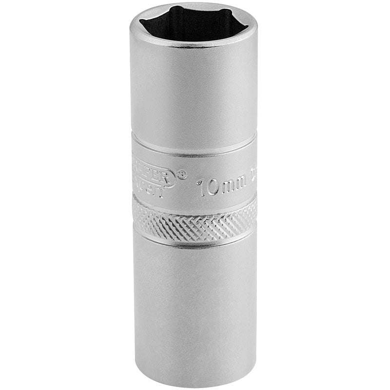 Draper Tools 1/2 Square Drive 10mm Thread 6 Point Satin Chrome Spark Plug Socket (16mm Socket) DRA16781