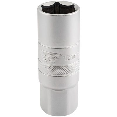 Draper Tools 1/2 Square Drive 12mm Thread 6 Point Satin Chrome Spark Plug Socket (18mm Socket) DRA16782