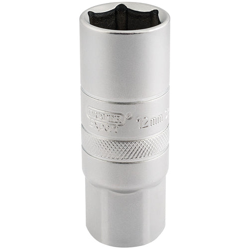 Draper Tools 1/2 Square Drive 12mm Thread 6 Point Satin Chrome Spark Plug Socket (18mm Socket) DRA16782