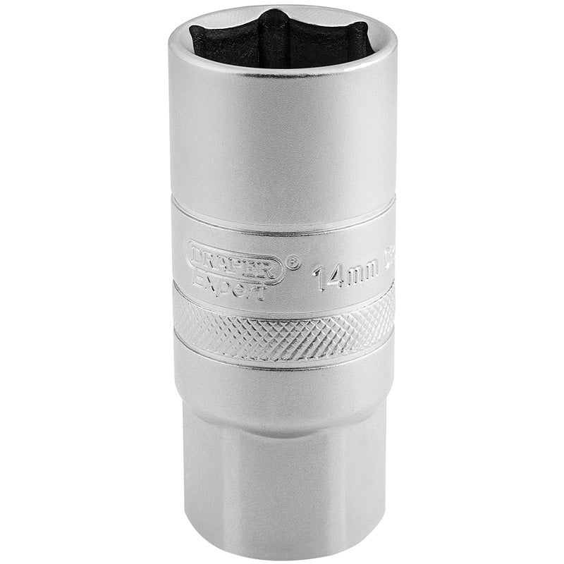 Draper Tools 1/2 Square Drive 14mm Thread 6 Point Satin Chrome Spark Plug Socket (21mm Socket) DRA16783