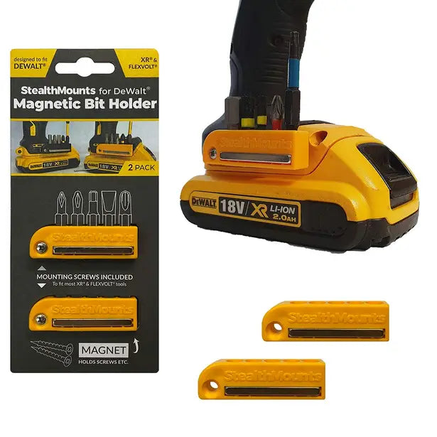 StealthMounts DeWalt XR & FlexVolt Magnetic Bit Holders Yellow 2 Pack - BH-DW-YLW-2
