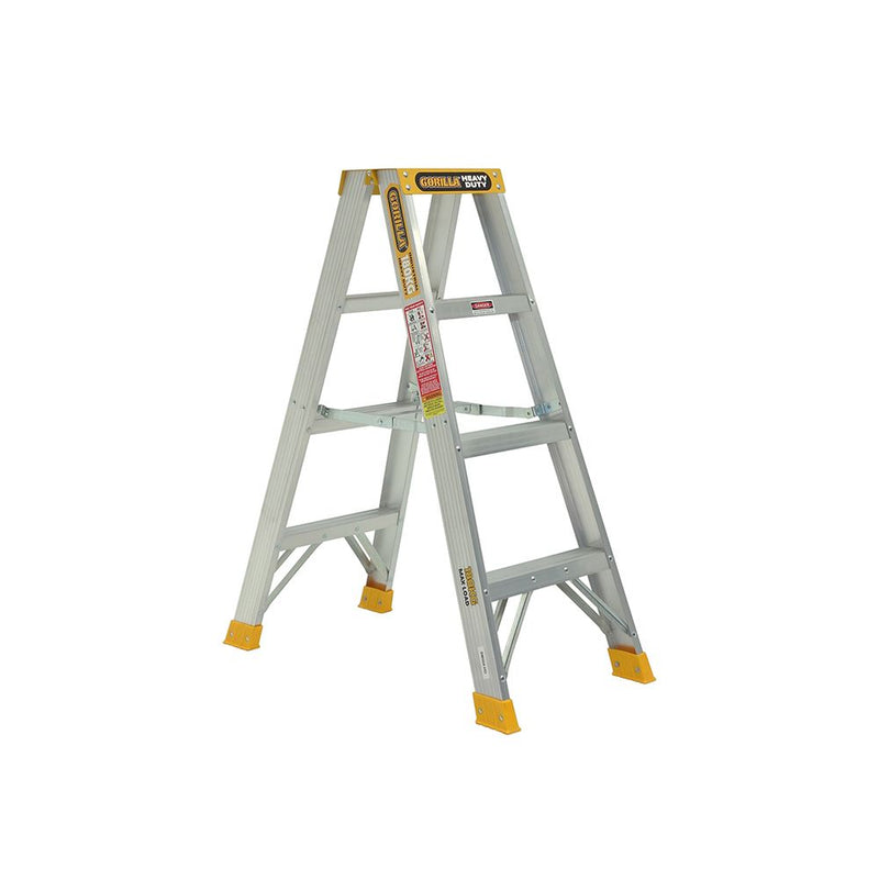 GORILLA 1.2m (4ft) Double Sided Aluminium 180Kg Heavy Duty Step Ladder SM004-HD