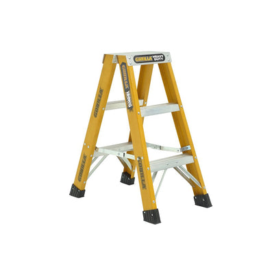 GORILLA Fibreglass Double Sided Heavy Duty 180kg Step Ladder (3ft) 0.9m - FSM003-HD