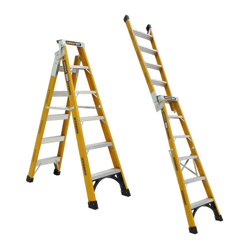 GORILLA Dual purpose ladder 1.8-3.2m (6-11ft) Fibreglass 180kg Heavy Duty Industrial FDM006-HD