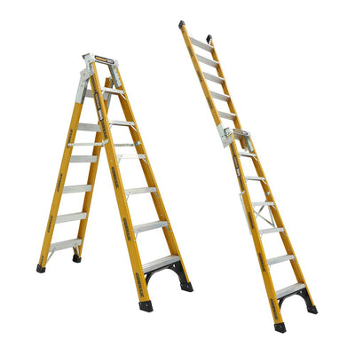 GORILLA Dual purpose ladder 2.1-3.9m (7-13ft) Fibreglass 180kg Heavy Duty Industrial FDM007-HD