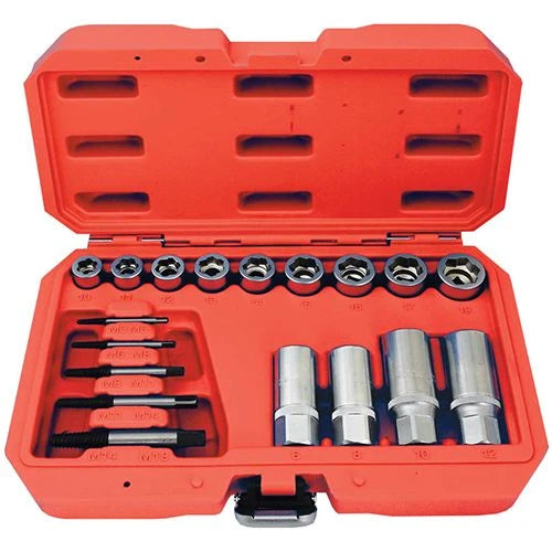 PK Tools 18pc Cr-Mo Damaged Fastener Extractor & Installer Set - PT53103