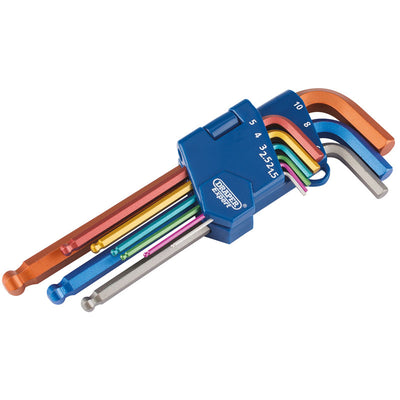 Draper Tools Metric Coloured Hexagon and Ball End Hexagon Key Set (9 Piece) DRA22203