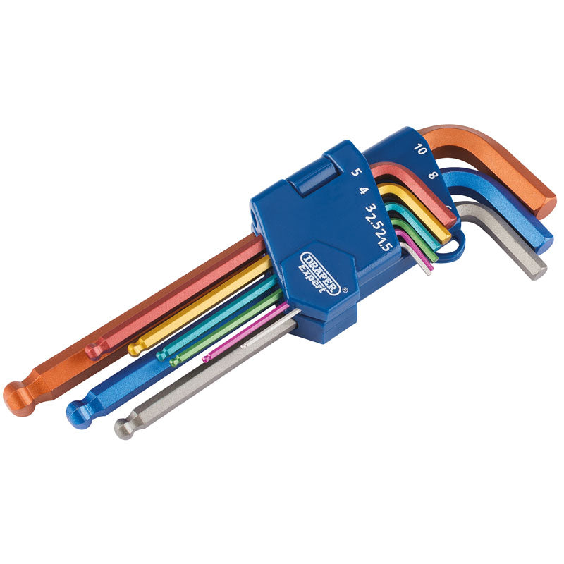 Draper Tools Metric Coloured Hexagon and Ball End Hexagon Key Set (9 Piece) DRA22203