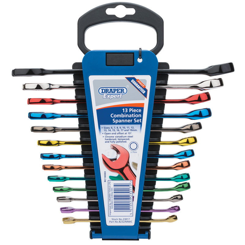 Draper Tools Hi-Torq® Metric Coloured Combination Spanner Set (13 Piece) DRA23017