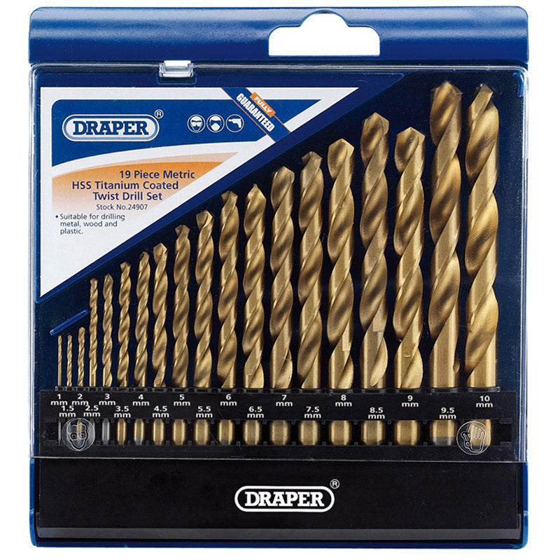 Draper Tools Metric HSS Titanium Coated Drill Set (19 Piece) DRA24907