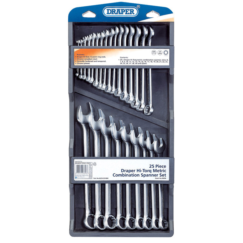 Draper Tools Draper Hi-Torq® Metric Combination Spanner Set (25 Piece) DRA26696