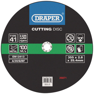 Draper Tools Cutting Discs (355 x 2.8 x 25.4mm) DRA26871