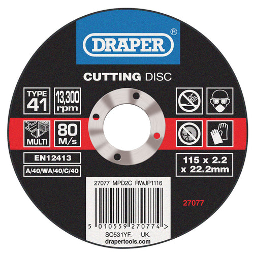 Draper Tools Multi Purpose Cutting Disc (115 x 1.6 x 22.2mm) DRA27077