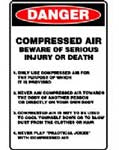 COMPRESSED AIR BEWARE OF SERIOUS INJURY OR DEATH SIGN 169DSAV