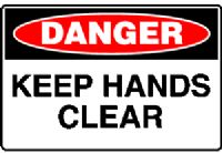 KEEP HANDS CLEAR SIGN 190DMC