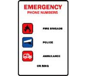 EMERGENCY PHONE NUMBERS SIGN 60EP