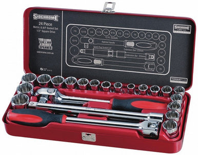 Sidchrome 14110 24pce 1/2? Drive Socket Set - Metric & AF #14110