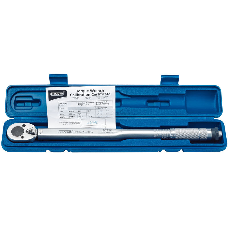 Draper Tools 1/2 Square Drive 30 - 210Nm or 22.1-154.9lb-ft Ratchet Torque Wrench DRA30357