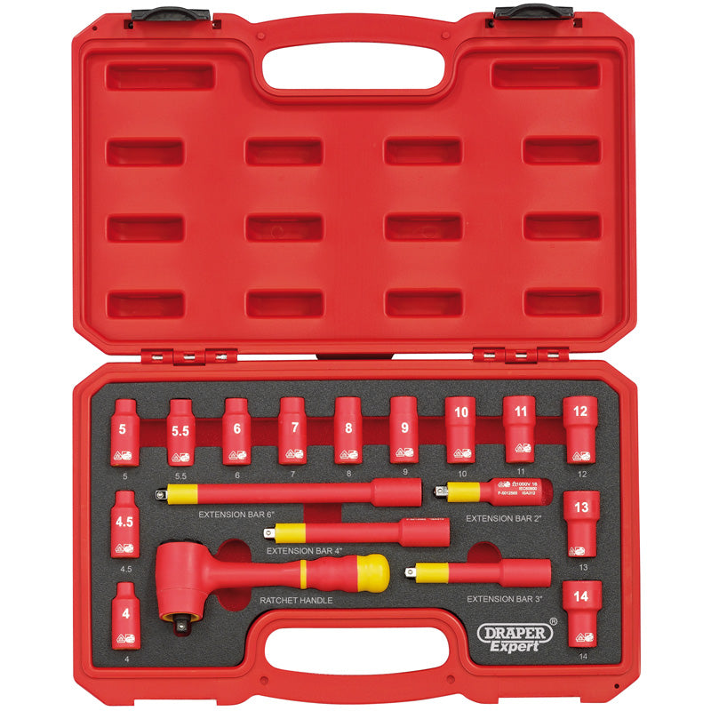 Draper Tools 1/4 Square. Drive. VDE Socket Set (18 Piece) DRA31037