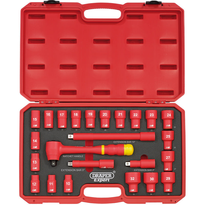 Draper Tools 1/2 Square. Drive. VDE Socket Set (24 Piece) DRA31070