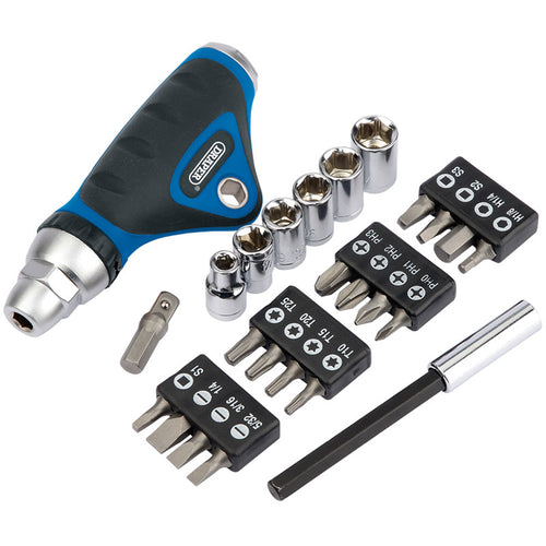Draper Tools Ratcheting Screwdriver, Socket and Bit Set. (25 piece) DRA31150