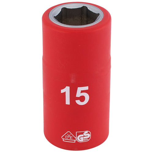 Draper Tools 1/2 Sq. Dr. Fully Insulated VDE Socket (15mm) DRA31835