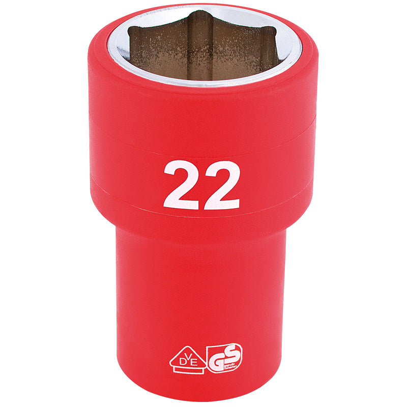 Draper Tools 1/2 Sq. Dr. Fully Insulated VDE Socket (22mm) DRA31951