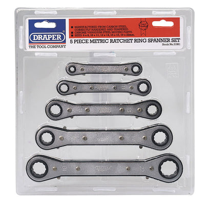 Draper Tools Metric Ratcheting Ring Spanner Set (5 Piece) DRA31991