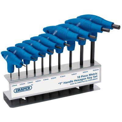 Draper Tools Metric T-Handle Hexagon Key Set (10 Piece) DRA33869