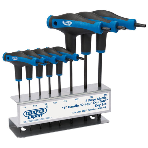Draper Tools Soft Grip T Handle Draper TX-STAR® Key Set (8 Piece) DRA33872