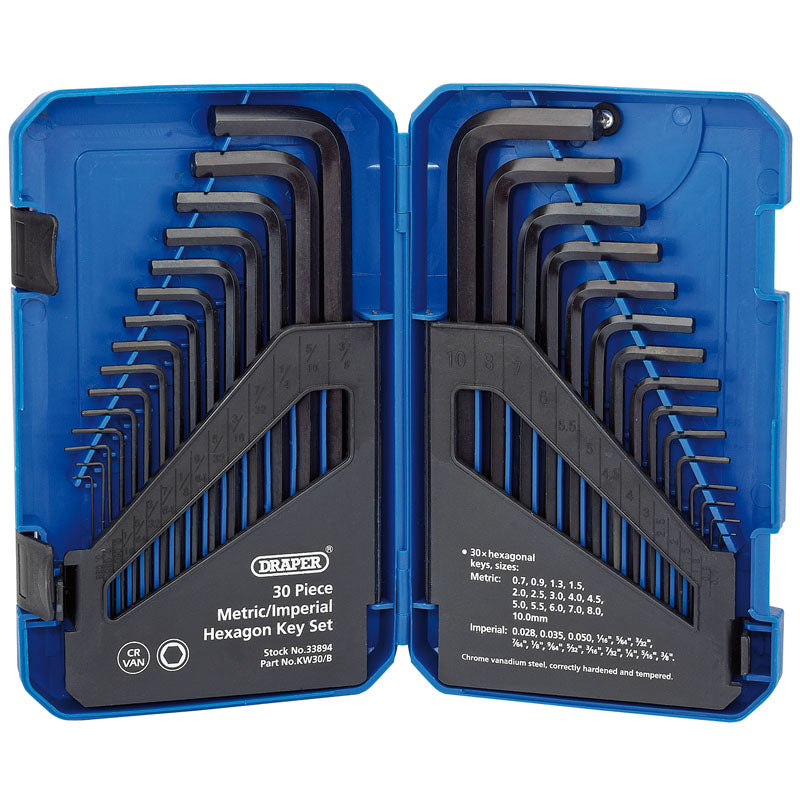 Draper Tools Metric/Imperial Combined Long Pattern Hexagon Key Set (30 Piece) DRA33894