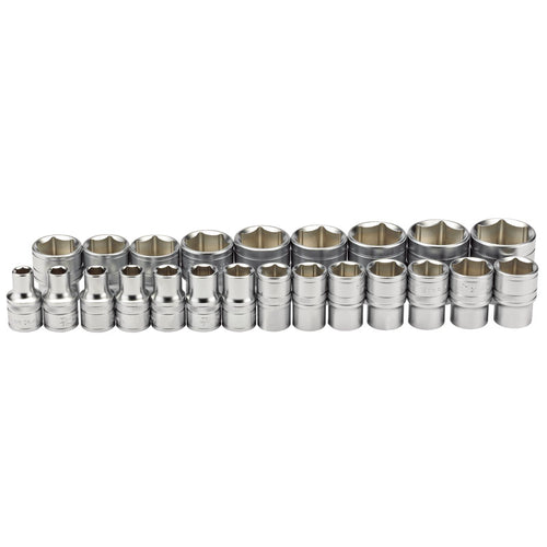 Draper Tools 1/2 Sq. Dr. Metric Loose Micro Satin Chrome Sockets (23 piece) DRA34566