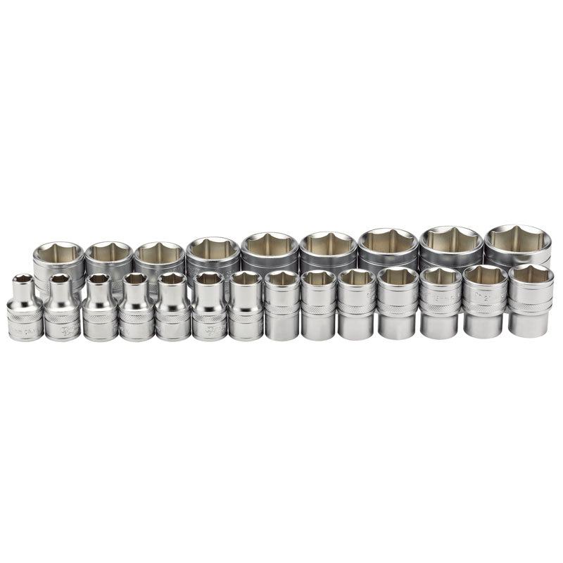 Draper Tools 1/2 Sq. Dr. Metric Loose Micro Satin Chrome Sockets (23 piece) DRA34566