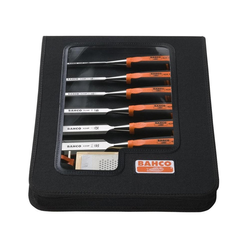 Bahco 424P-S6-ZC 8pce Chisel Set In Case With Sharpening Kit